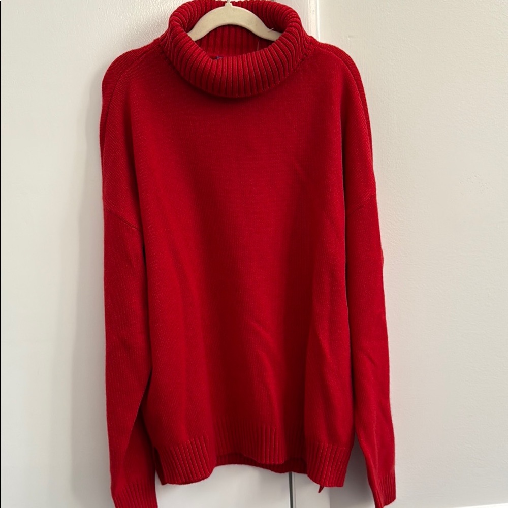 J. McLaughlin Classic Red Turtleneck Sweater. 100% cashmere.